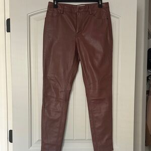 Kensie Women's Reddish-Brown Leather Skinny Pants
